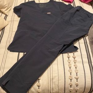 Figs Catarina scrub top and yola skinny scrub pants in night sky PO #2314